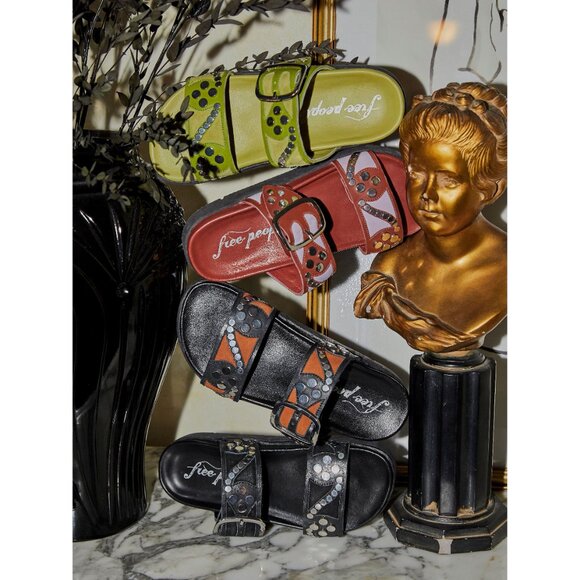 🎉LAST CHANCE🎉 FREE PEOPLE Revelry Studded Sandals / Brick + Lavender - Picture 10 of 12